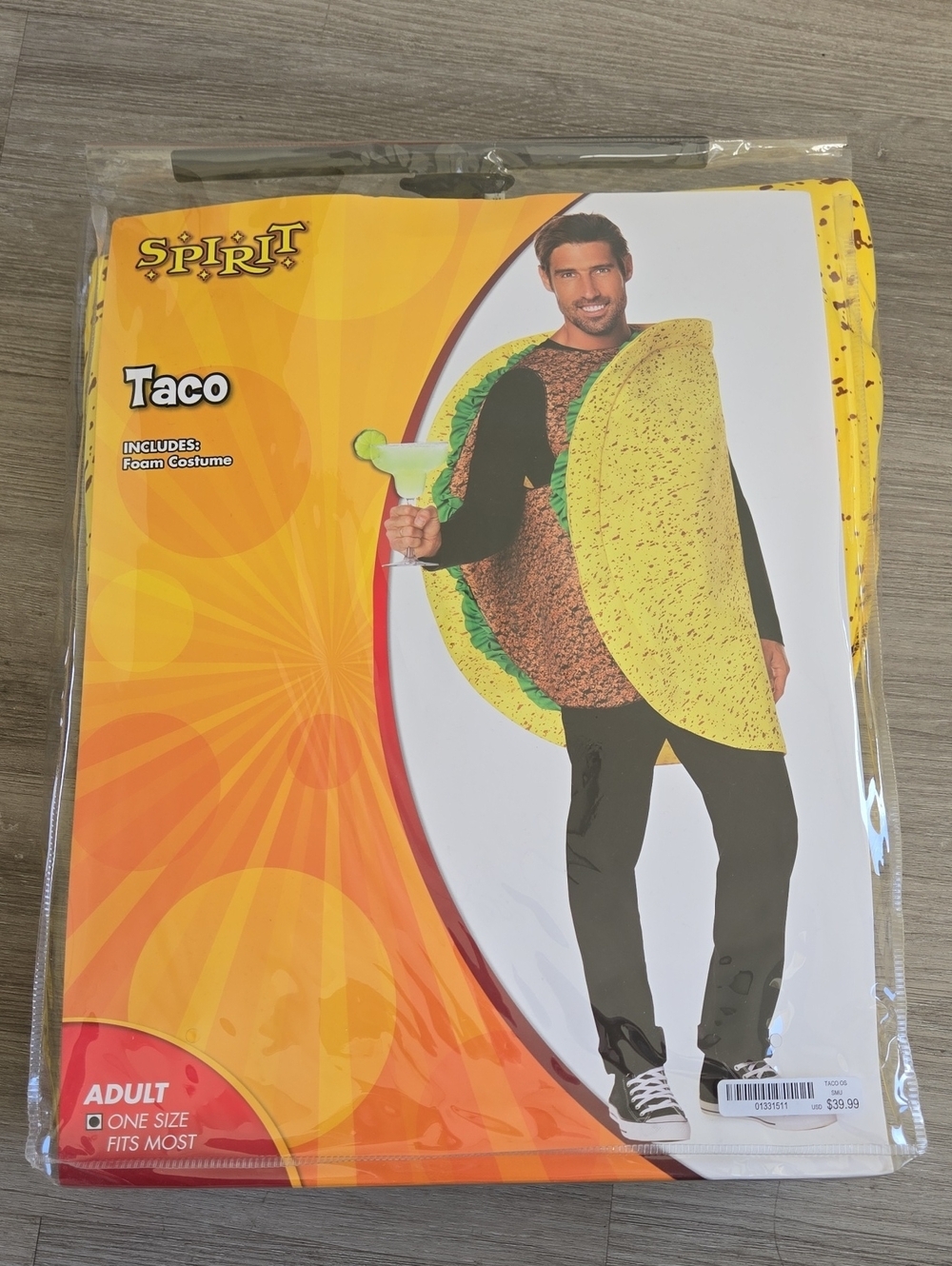 Spirit Yellow Taco Costume with Green and Brown Toppings